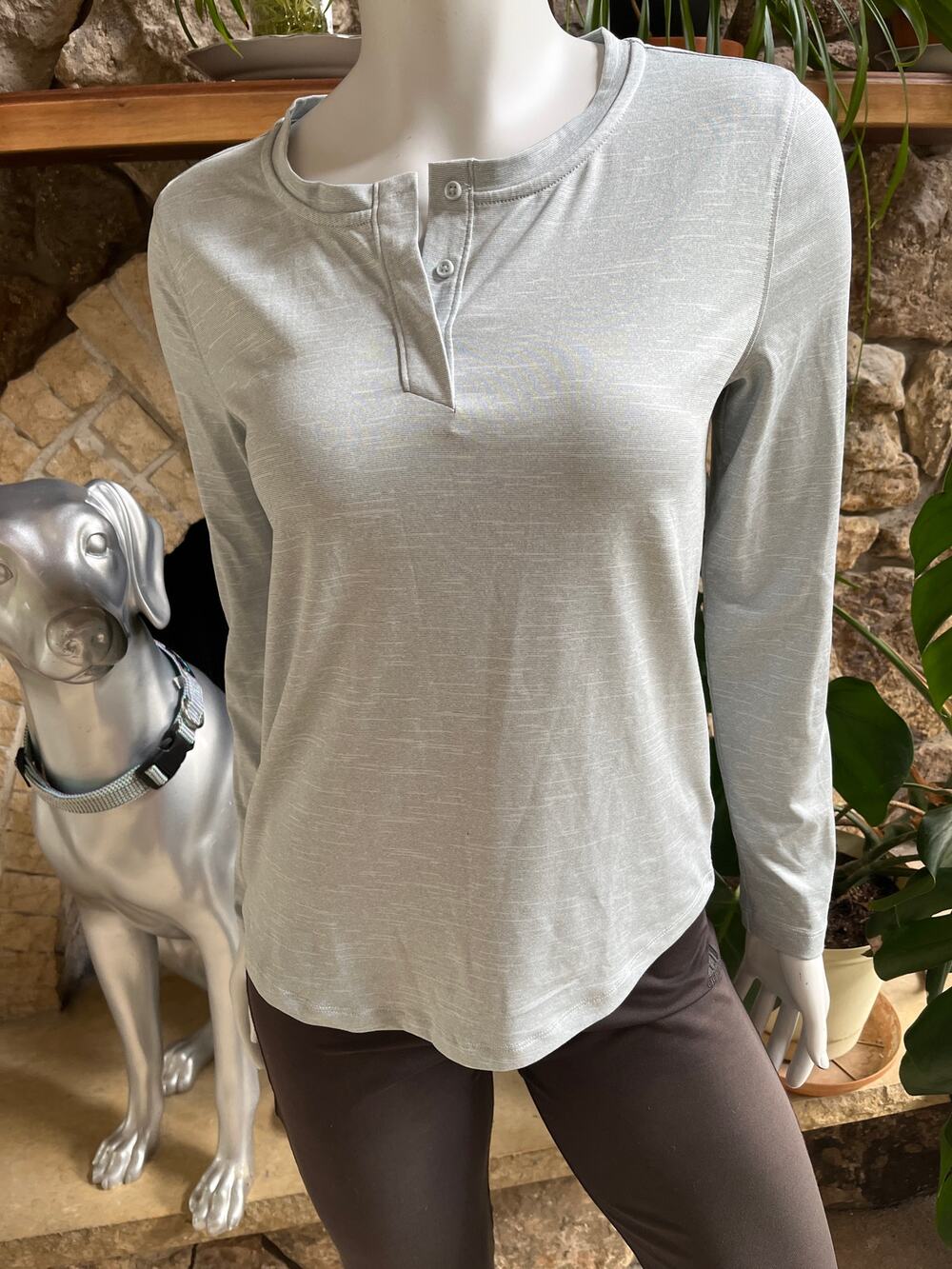 Duluth RecovIR Long Sleeve Sleep Henley Blue Shirt Women's Size XS
